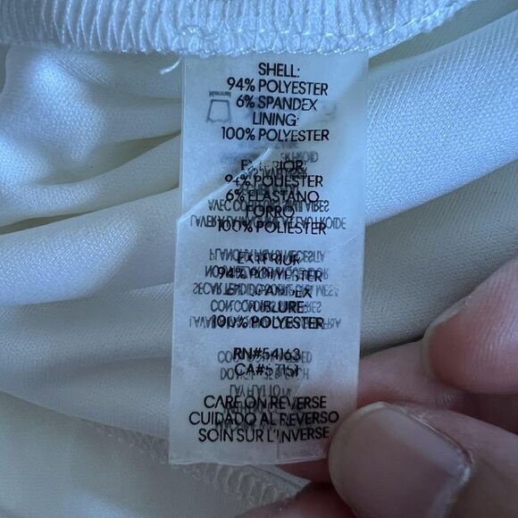 Calvin Klein Dress Womens XS White Bow Shoulder Sheath Midi 3/4 Sleeve Back Zip - Picture 14 of 16